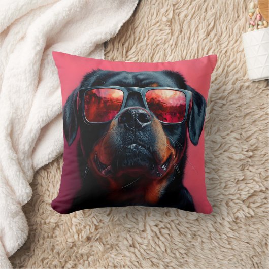 A cool rottweiler with sunglasses クッション (ブランケット)