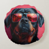 A cool rottweiler with sunglasses ラウンドクッション (裏面)
