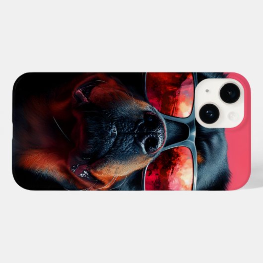A cool rottweiler with sunglasses Case-Mate iPhoneケース (裏面 (横))