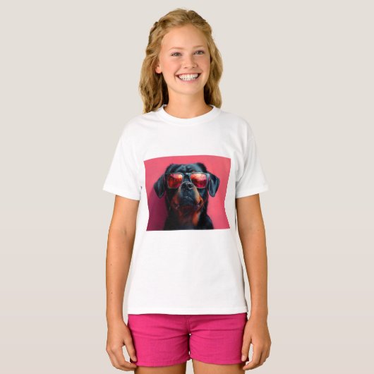 A cool rottweiler with sunglasses tシャツ (正面フル)