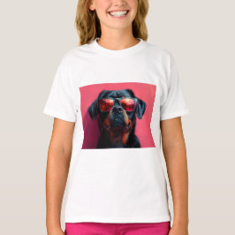 A cool rottweiler with sunglasses tシャツ