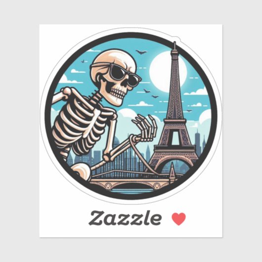A cool skeleton in Paris シール (シート)