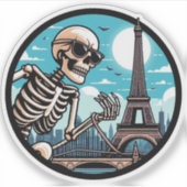 A cool skeleton in Paris シール (正面)