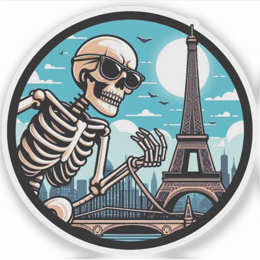 A cool skeleton in Paris シール (正面)