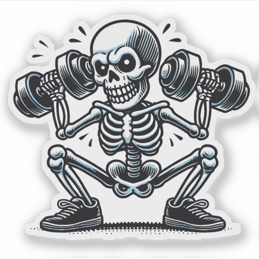 A cool skeleton working out シール (正面)