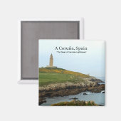 A Coruña, Spain - The Tower of Hercules Lighthouse マグネット (正面/裏面)