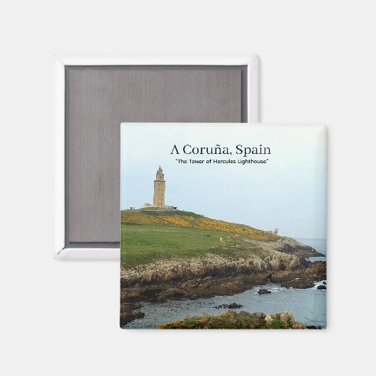 A Coruña, Spain - The Tower of Hercules Lighthouse マグネット (正面/裏面)