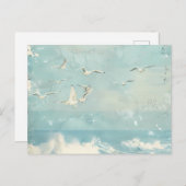 A Costal Birds Ocean Sea Sky Collage Background ポストカード (正面/裏面)