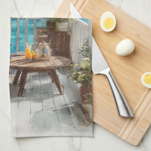 A Cosy Seaside Balcony キッチンタオル (四つ折り)