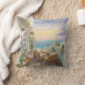 A Cosy Seaside Balcony クッション (ブランケット)