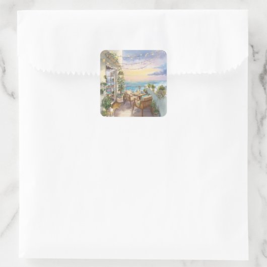 A Cosy Seaside Balcony スクエアシール (バッグ)