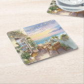 A Cosy Seaside Balcony スクエアペーパーコースター (アングル)