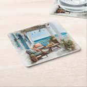 A Cosy Seaside Balcony スクエアペーパーコースター (アングル)