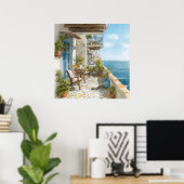 A Cosy Seaside Balcony ポスター (ホームオフィス)