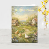 A Country Farmhouse and Barn カード (黄色い花)