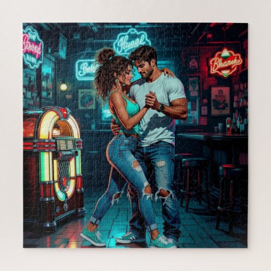 A Couple Dancing at a Bar | Comic Hyperrealist  ジグソーパズル (縦)