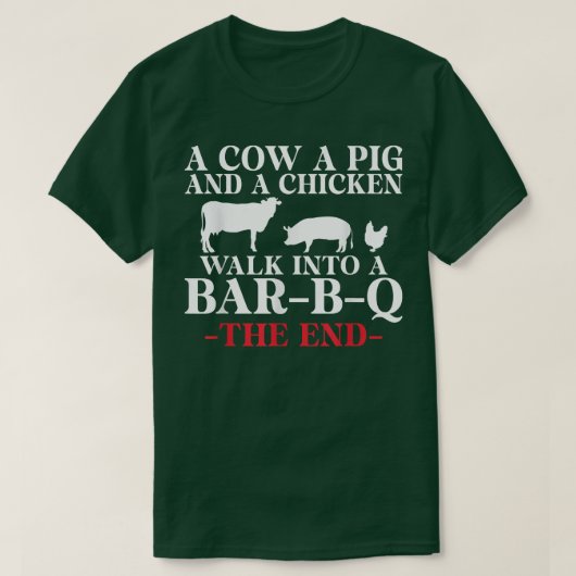 A Cow a Pigと鶏がバーB Q the Tシャツ (デザイン正面)
