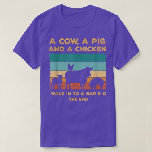 A Cow A Pig And A Chicken Walk Into A BBQ Foodies Tシャツ (デザイン正面)