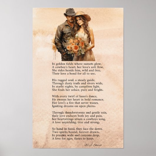 A Cowboy’s Heart – Romantic Western Poem Poster ポスター (正面)