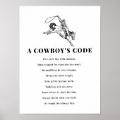 A Cowboy's Code Print, Black and White, Wild West ポスター (正面)
