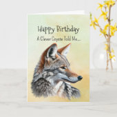 A Coyote Personality Birthday Fun Animal カード (黄色い花)