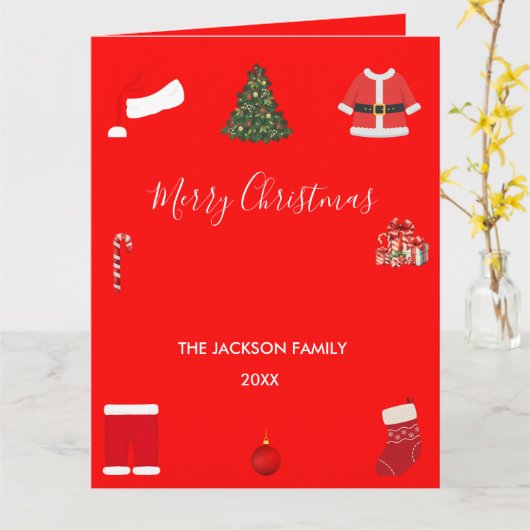 A Cozy Christmas Gathering Set on Warm Red カード (黄色い花)