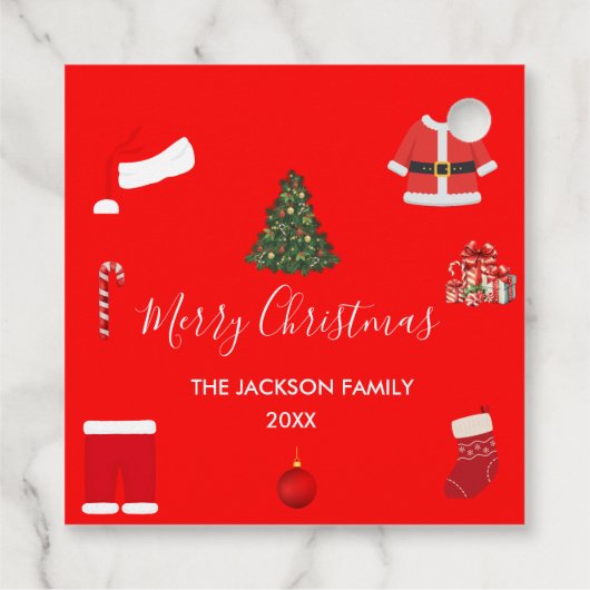 A Cozy Christmas Gathering Set on Warm Red フェイバータグ (裏面)