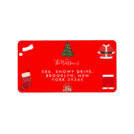 A Cozy Christmas Gathering Set on Warm Red ラベル