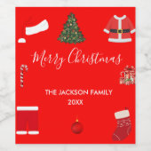 A Cozy Christmas Gathering Set on Warm Red ワインラベル (シングルラベル)