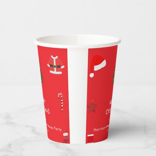 A Cozy Christmas Gathering Set on Warm Red 紙コップ (左)