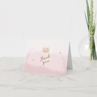 "A Crown For Princess" Pastel Shade Baby Shower サンキューカード