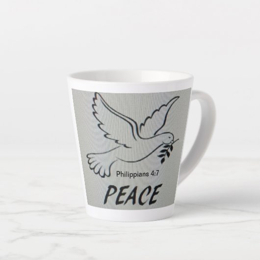 A cup with peace dove and scripture カフェラテマグ (右アングル)