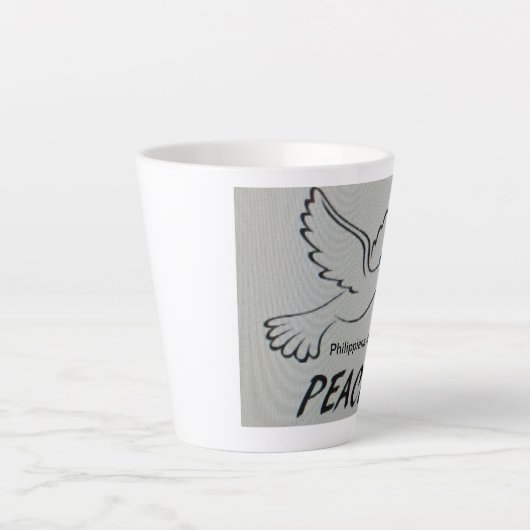 A cup with peace dove and scripture カフェラテマグ (正面)