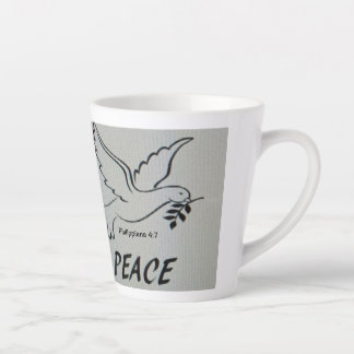 A cup with peace dove and scripture カフェラテマグ
