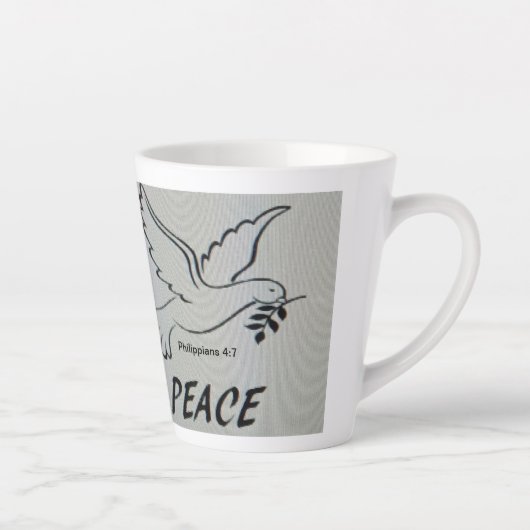 A cup with peace dove and scripture カフェラテマグ (右)