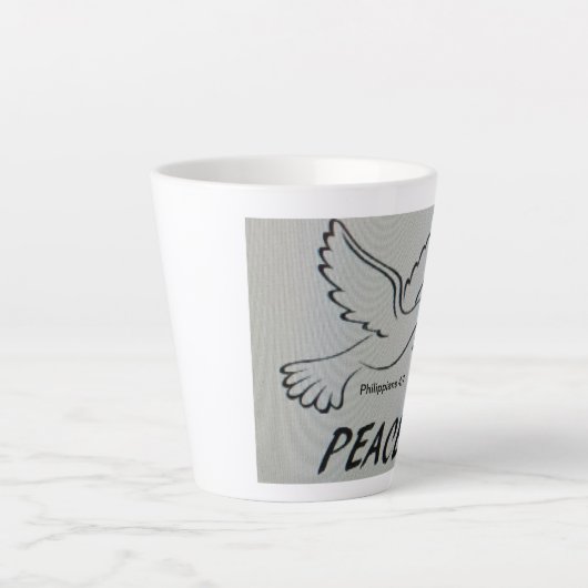 A cup with peace dove and scripture カフェラテマグ (正面)