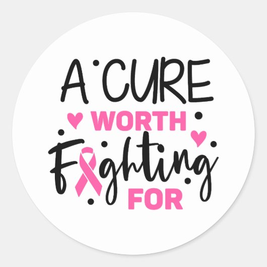 A Cure Worth Fighting For Breast Cancer Awareness ラウンドシール (正面)