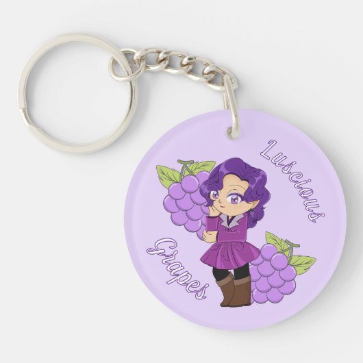 A Customize Key Chain with Cute Grape Chibi キーホルダー (正面)