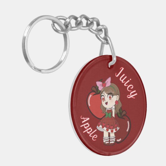 A Customized Key Chain with Cute Apple Chibi キーホルダー (正面左)