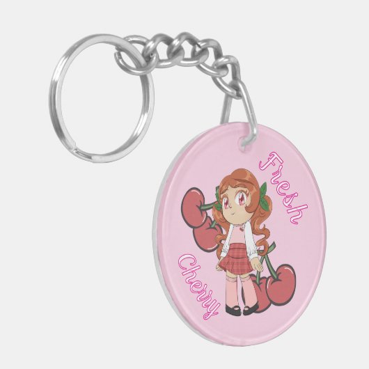 A Customized Key Chain with Cute Cherry Chibi キーホルダー (正面左)