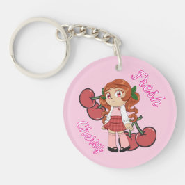 A Customized Key Chain with Cute Cherry Chibi キーホルダー