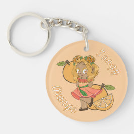 A Customized Key Chain with Cute Orange Chibi キーホルダー