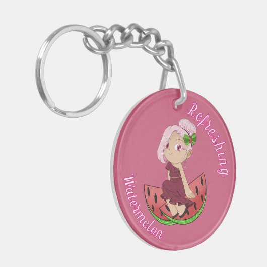 A Customized Key Chain with Cute Watermelon Chibi キーホルダー (正面左)