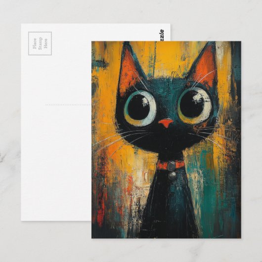 A Cute Adorable Black Cat ポストカード (正面/裏面)