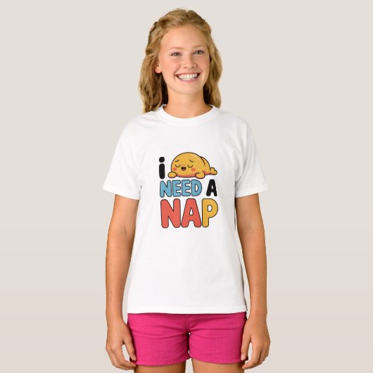 A cute and funny “Need A Nap” design featu T-Shirt Tシャツ (正面フル)