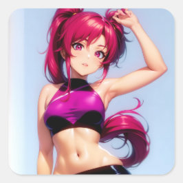 A cute anime girl スクエアシール