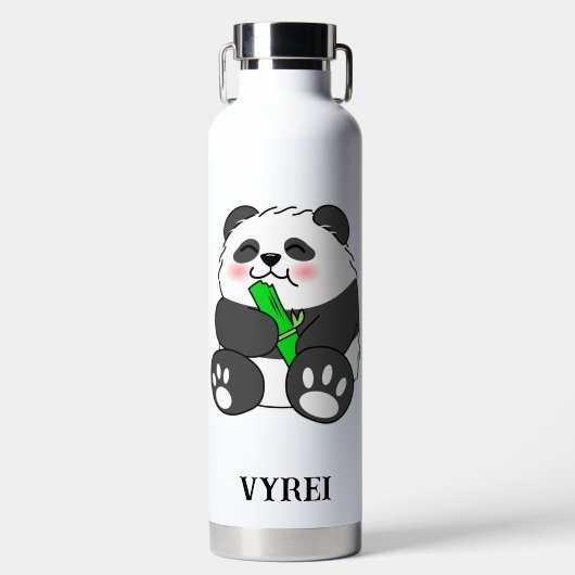 A Cute Baby Panda Eating Bamboo Stalk ウォーターボトル (正面)
