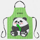 A Cute Baby Panda Eating Bamboo Stalk エプロン (正面)