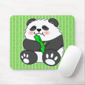 A Cute Baby Panda Eating Bamboo Stalk マウスパッド (マウス)