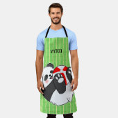 A Cute Baby Panda Playing with a Ball エプロン (着用した状態)
